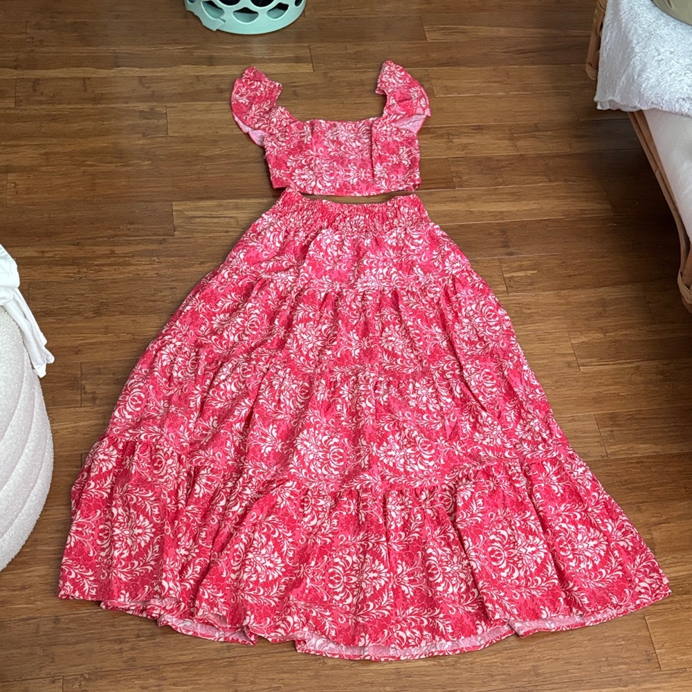 Floral Pink Two-Piece Dress